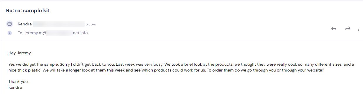Campaign reply from retailer - retailer sample request 26 of 48