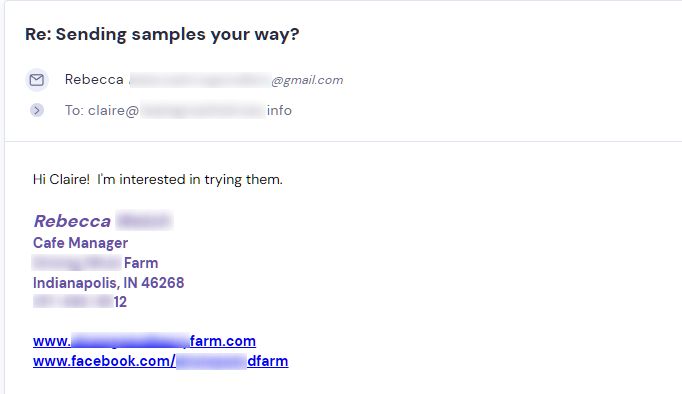 Campaign reply from retailer - retailer sample request 4 of 7