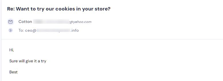 Campaign reply from retailer - retailer sample request 7 of 7