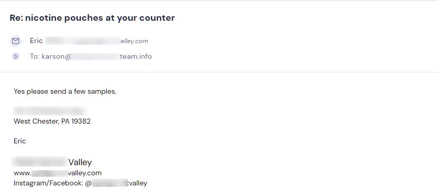 Campaign reply from retailer - retailer sample request 11 of 55