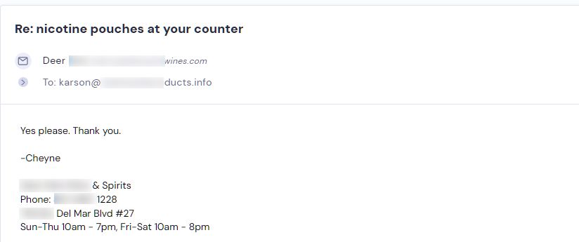 Campaign reply from retailer - retailer sample request 19 of 55