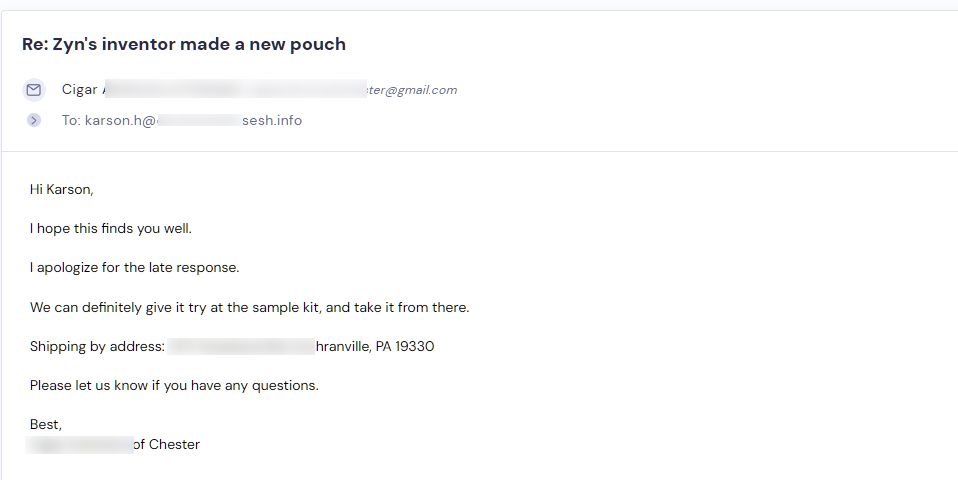 Campaign reply from retailer - retailer sample request 40 of 55
