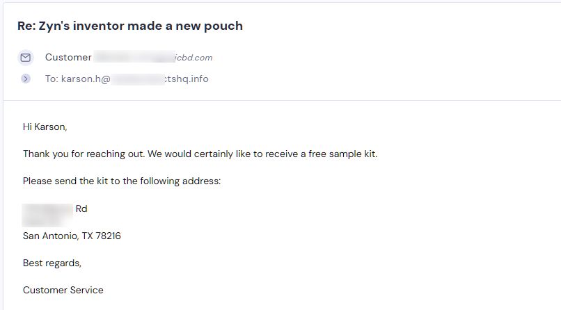 Campaign reply from retailer - retailer sample request 42 of 55