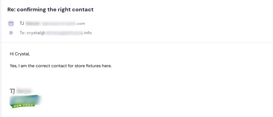 Campaign reply from retailer - retailer sample request 2 of 6